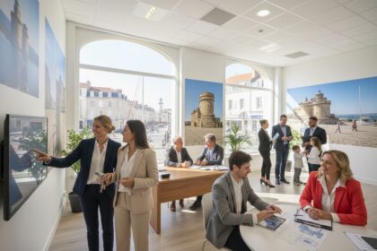 Vue de La Rochelle avec ses bâtiments historiques et son port animé