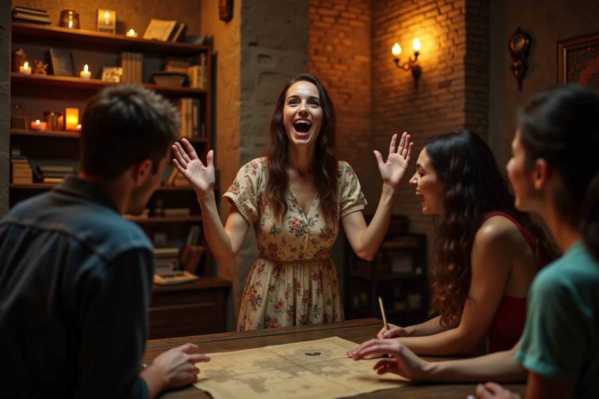 Femme fêtant son anniversaire dans un escape game immersif à Toulouse avec ses amis
