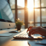 Espace de bureau moderne à Dijon avec personne utilisant webmail