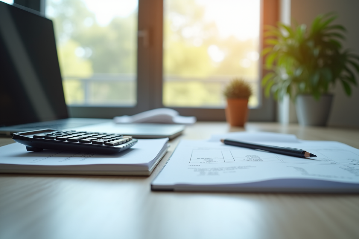Espace de travail moderne avec lumière naturelle et fiche de paie