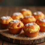 Cannelés au chorizo fraîchement cuits sur une table en bois