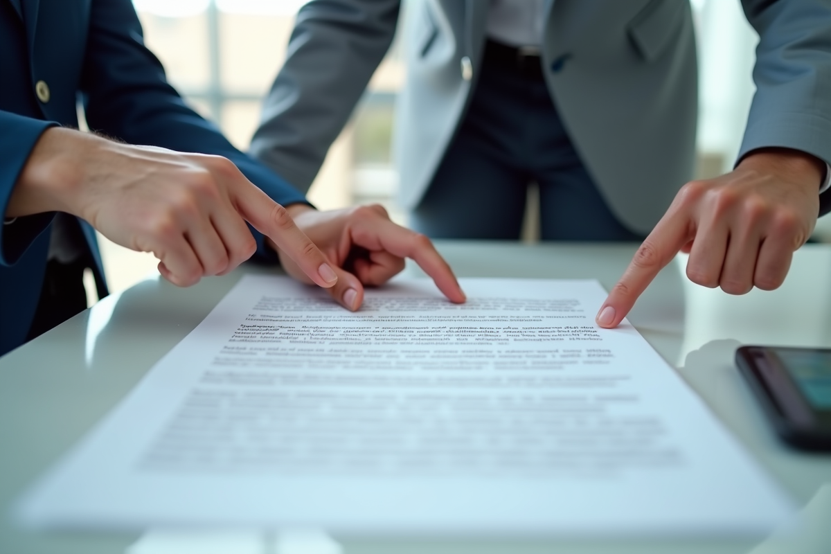 Professionnel et client examinant un contrat au bureau