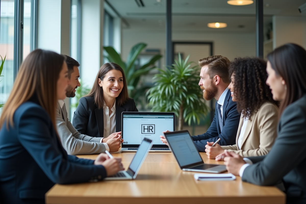 Groupe de professionnels en réunion dans un bureau moderne