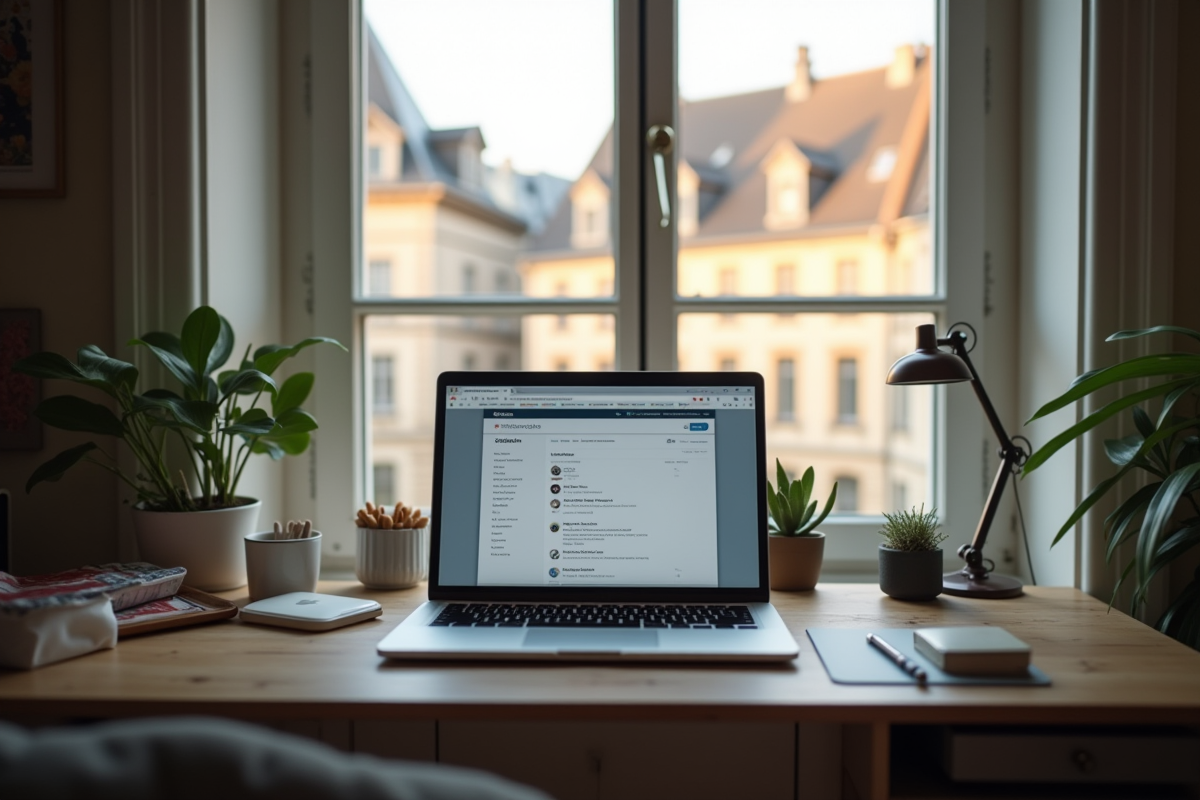 Espace de travail à domicile avec vue sur Dijon au matin