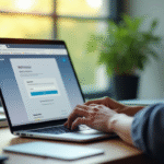 Espace de travail moderne avec un ordinateur portable et webmail