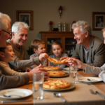 Famille multigenerational autour d'un repas convivial