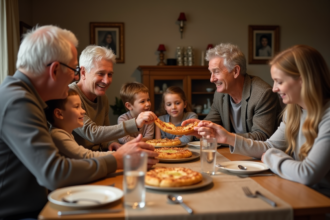 Famille multigenerational autour d'un repas convivial