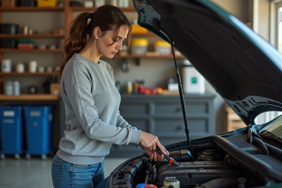 Jeune femme serrant la borne d