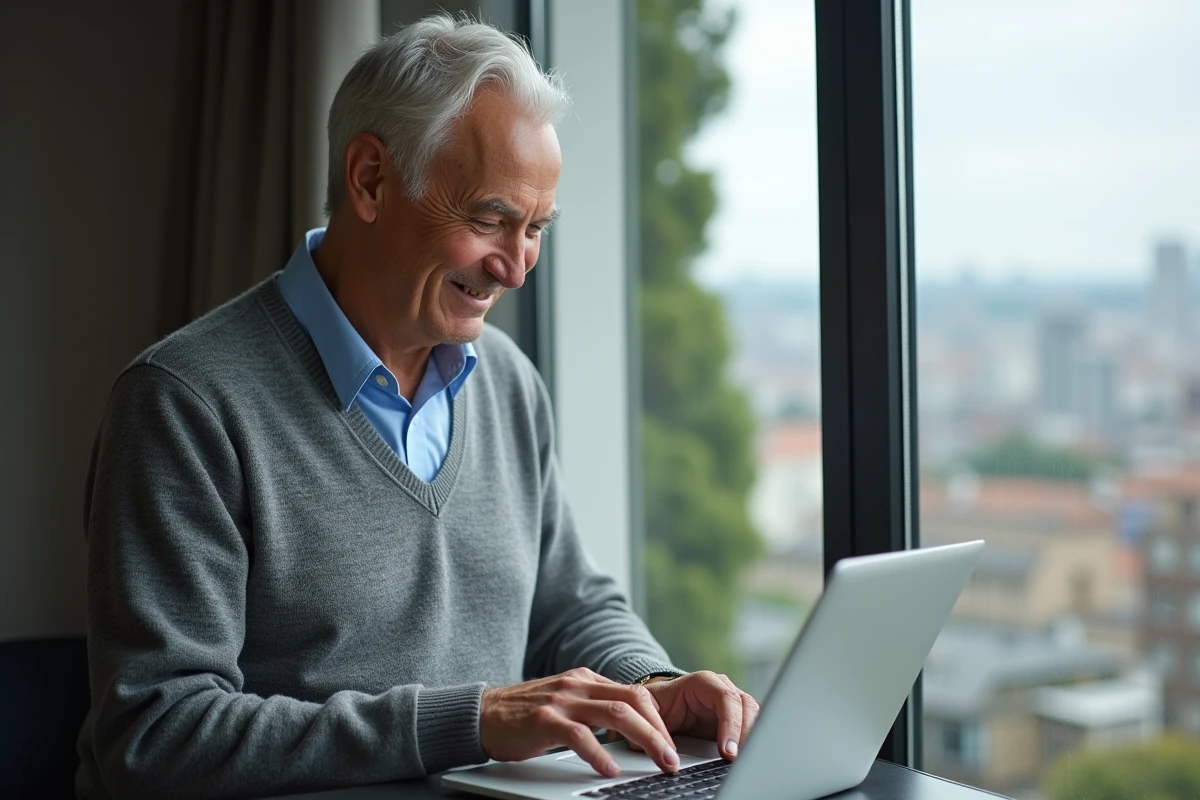 Homme remplissant déclaration fiscale sur son ordinateur