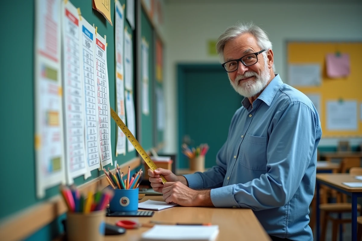 Homme en classe utilise un ruban pour une conversion