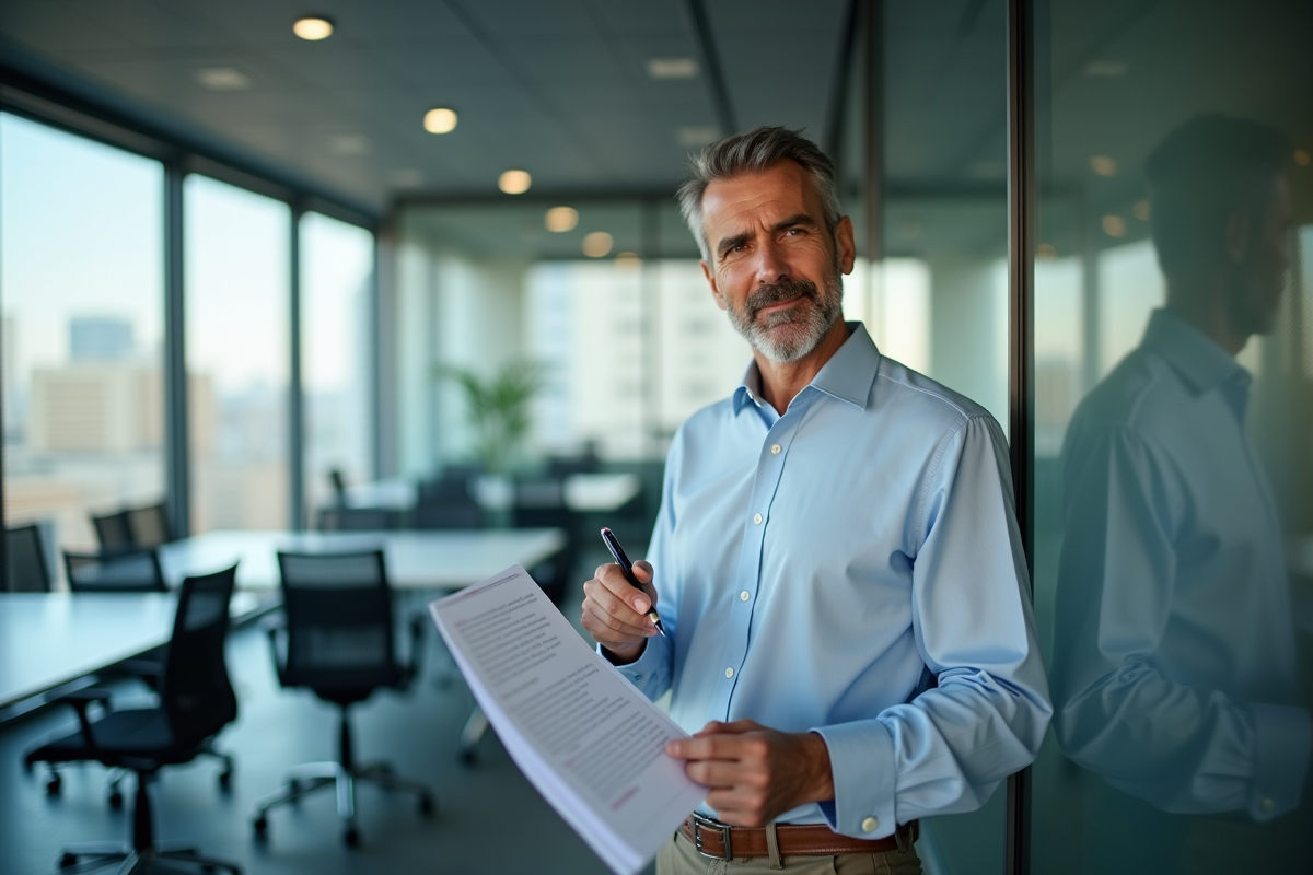 Homme d affaires en réunion dans un bureau moderne