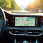 Tableau de bord moderne avec GPS et carte détaillée